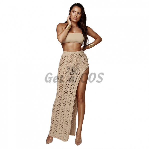 Sexy Halloween Costumes Hollow Side Slit Knit Skirt