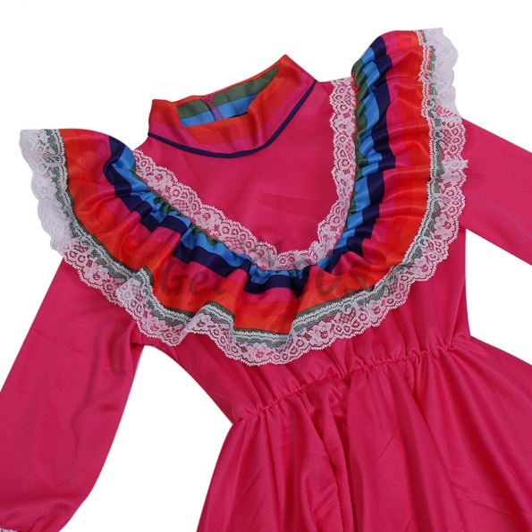 Mexican girl Rose Red Swing Dress Kids Costume