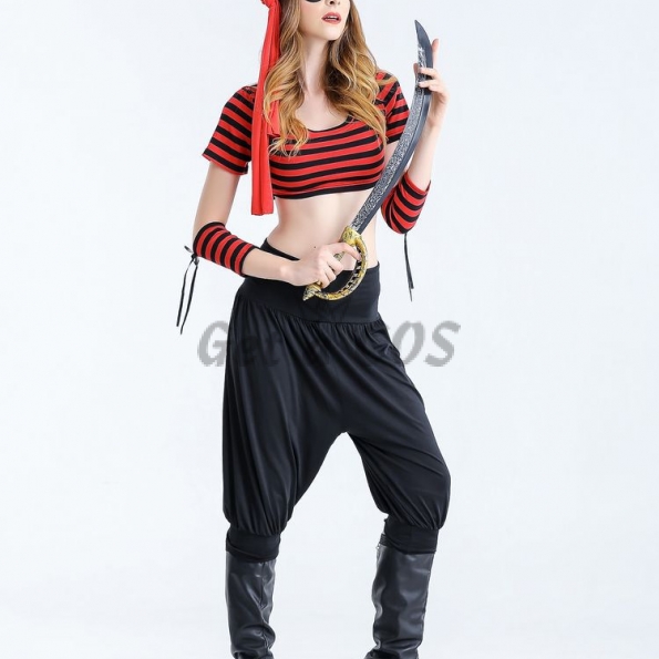 Halloween Costumes Female Pirate Striped Thief Style