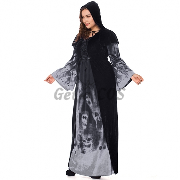 Plus Size Skull Print Witch Vampire Costume