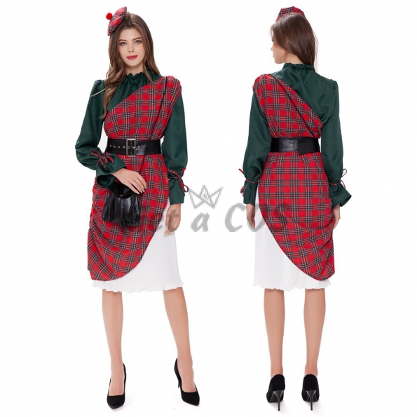 Women Halloween Costumes Scottish Maid Skirt