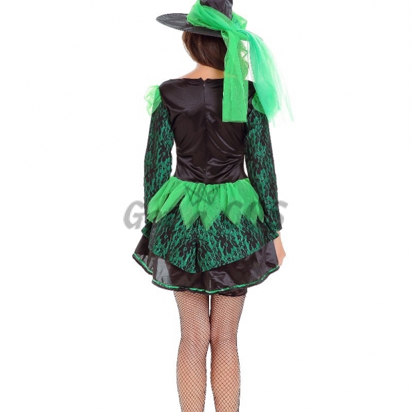 Sexy Halloween Costumes Deep V Green Witch Dress