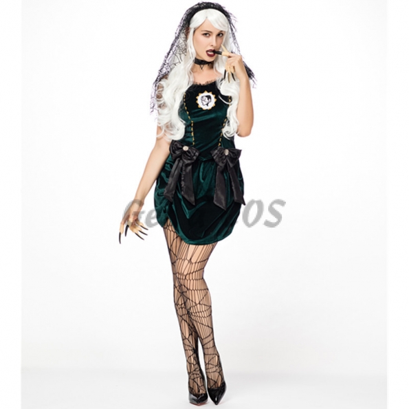 Halloween Costume Green Vampire Fairy Tale Witch Dress
