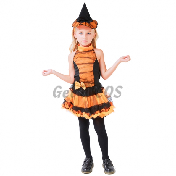 Witch Costume Kids Elegant Orange Skirt