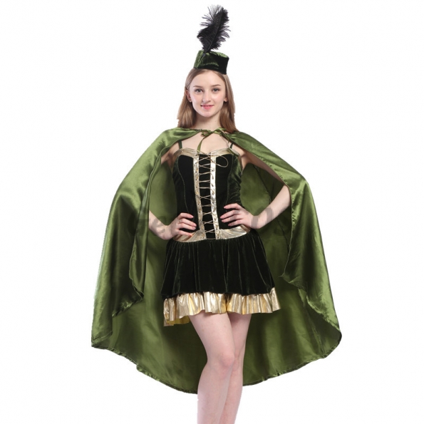 Women Halloween Costumes Caribbean Green Pirate Dress