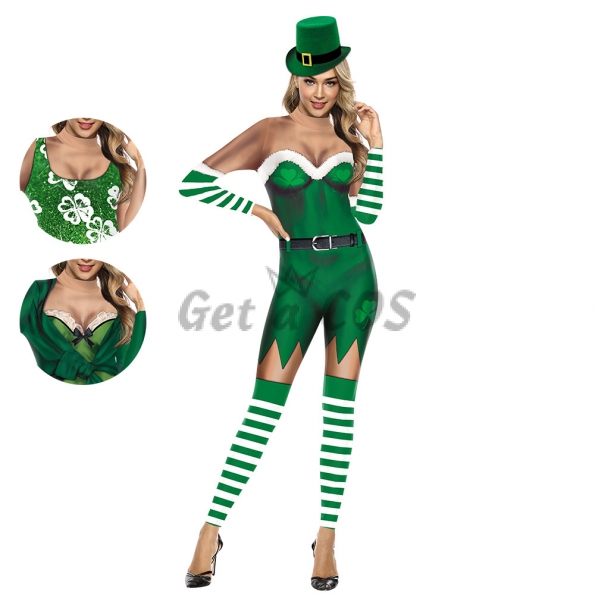 Women Halloween Costumes St. Patrick's Day Green Suit