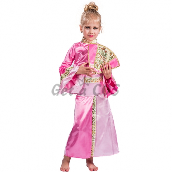 Girls Halloween Costumes Japanese Pink Geisha Dress