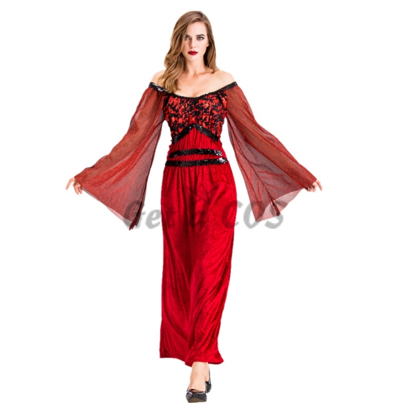 Halloween Costumes One Shoulder Red Vampire Devil Queen Dress