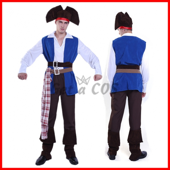 Men Halloween Costumes Caribbean Pirate Jack Captain Clothes