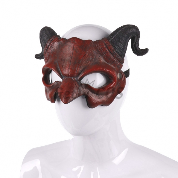Halloween Props Half Face Shofar Devil Mask