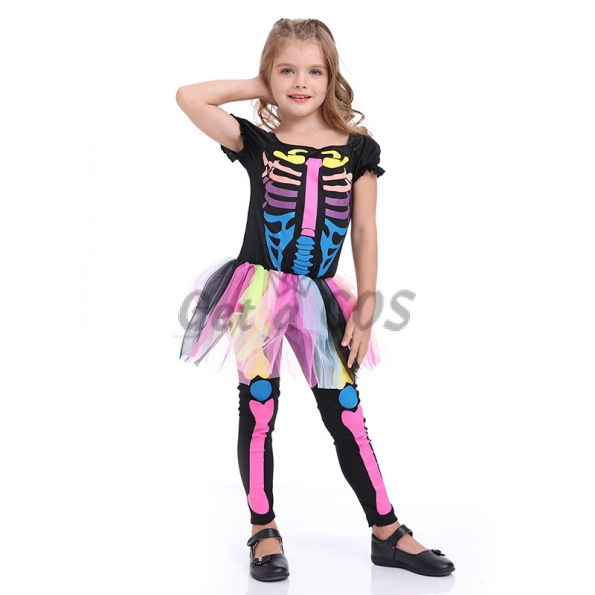 Scary Halloween Costumes For Kids Colorful Skull Jumpsuit