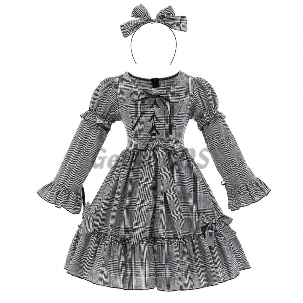 Three-color Lolita Check Bow Dress Girl Costume