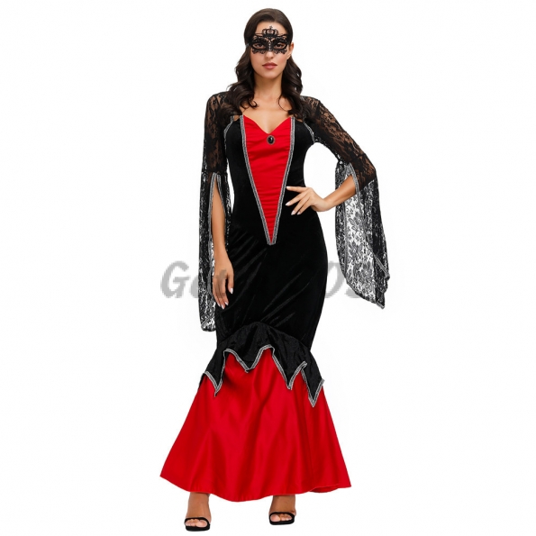 Sexy Women Halloween Vampire Costumes Queen Lace Dress