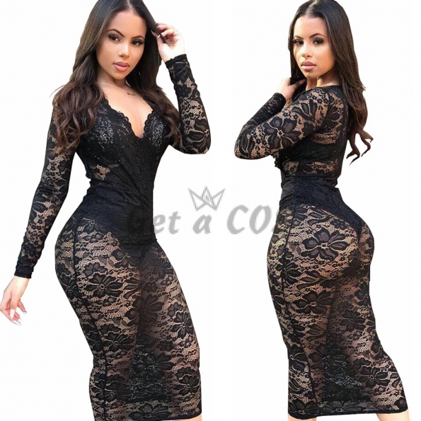 Sexy Halloween Costumes Lace V-neck Dress