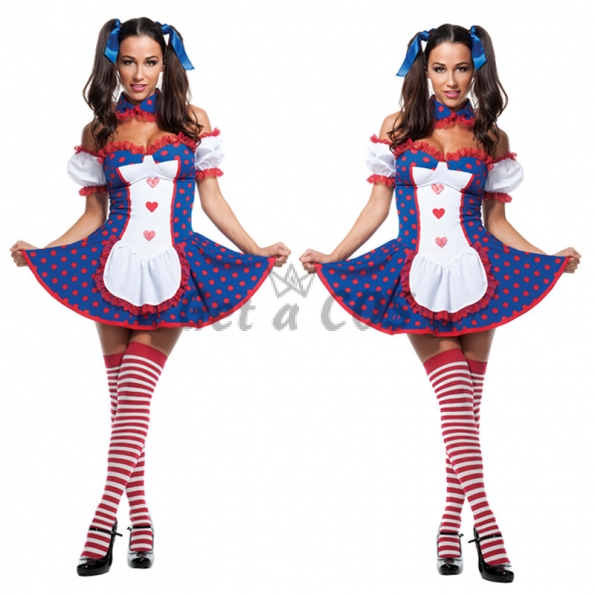 Women Halloween Costumes Cute Polka Dot Maid Skirt