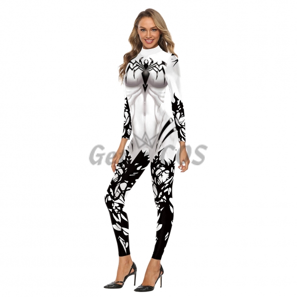 Women Halloween Costumes White Spider Print