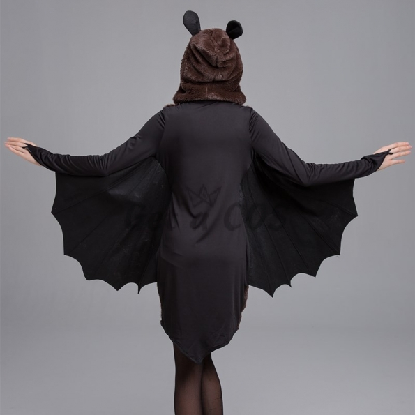Womens Halloween Costumes Hooded Dress Bat Style