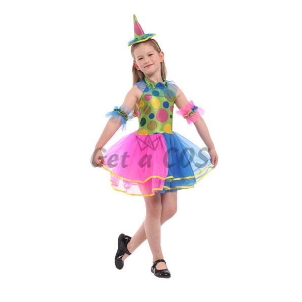 Girl Clown Costume Rainbow Appearance