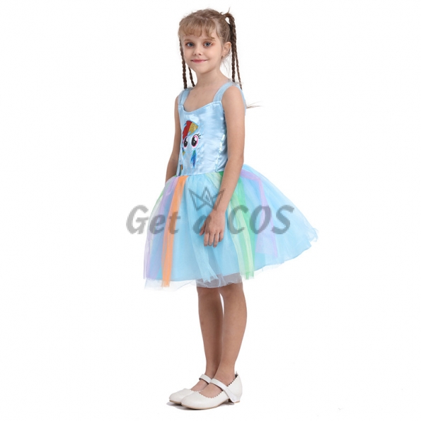 Girls Halloween Costumes Blue Rainbow Horse Dress