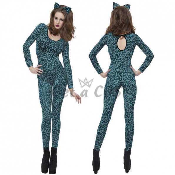Women Halloween Costumes Tiger Leopard Cat Suit