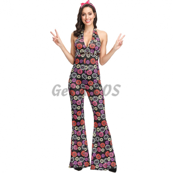 Couples Halloween Hip Hop Singer Costumes Retro Floral Style
