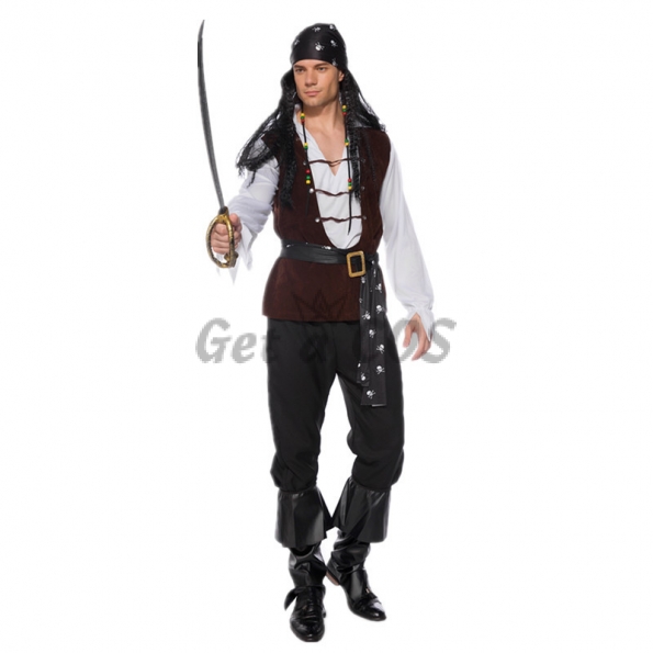 Men Halloween Costumes Pirates Of The Caribbean Skeleton Style