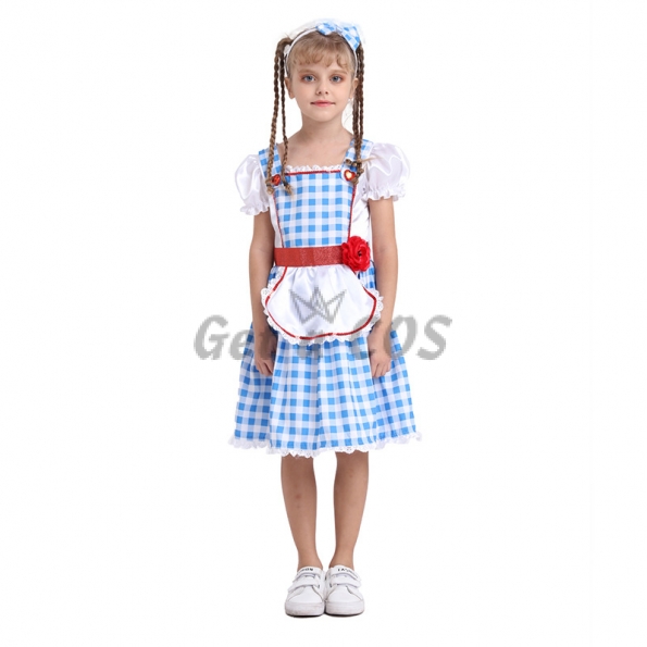 Girls Halloween Costumes Blue Plaid Maid Skirt