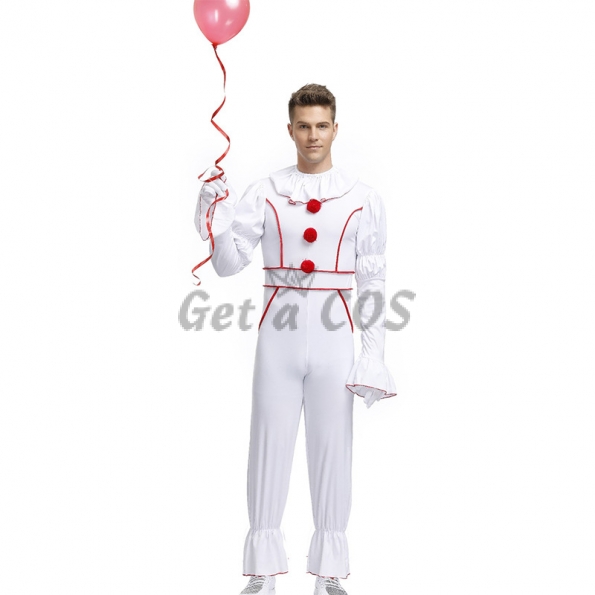Men Scary Halloween Costumes Ghost Doll Clown Suit