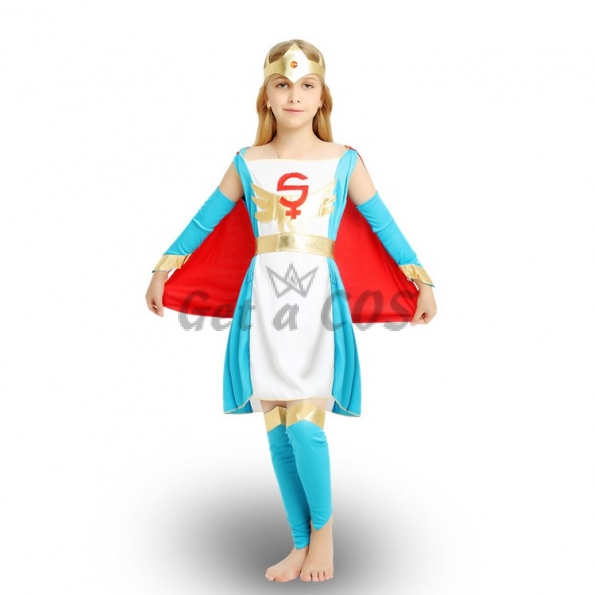 Superman Costome for Kids White Blue