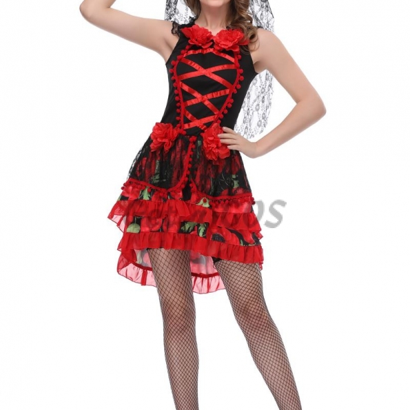 Day of the Dead Costumes Ghost Bride Red Dress
