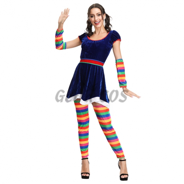 Halloween Costumes Circus Rainbow Clown Uniform
