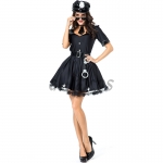 Adult Halloween Police Costumes Policewoman In Black Dress
