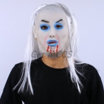 Halloween Decorations White Hair Grimace Mask