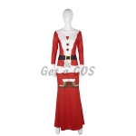 Women Halloween Costumes Santa Pattern Red Dress