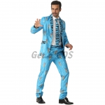 Funny Halloween Costumes Blue Tiger Pattern Suit