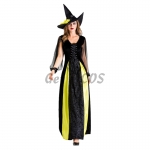 Halloween Costumes Green Black Witch Dress