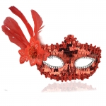 Halloween Mask Embroidered Sequin Feather