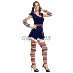 Halloween Costumes Circus Rainbow Clown Uniform
