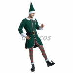Men Halloween Costumes Green Elf Outfit