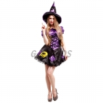 Women's Witch Costume Purple Black Pattern