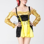 Women Halloween Gold Luxury Caribbean Pirate Costumes Long Sleeve Style