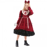 Wine red Lolita Dress Girl Costume