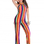 Sexy Halloween Costumes Rainbow Stripes Jumpsuit