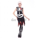 Halloween Costume Gothic Skull Bone Black Witch Clothes