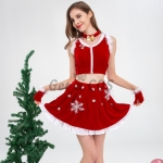 Sexy Christmas Costumes Red Split Elk Snowflake Clothes
