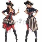 Sexy Halloween Costumes Striped Pirate Low Cut Dress