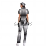 Halloween Policewoman Costumes Jumpsuit Stripes Style