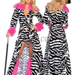 Women Halloween Costumes Zebra Magician Suit