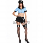 Police Costumes Split Blue Policewoman Police Flower Bar Nightclub Game Style