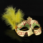 Halloween Mask  Gold Powder Painted Feather